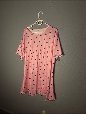 Pink Heart Print women’s Dress - Soft Short Sleeve